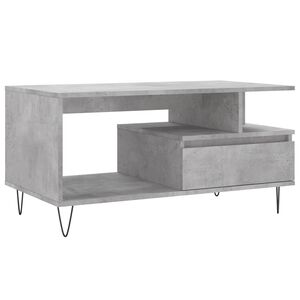 vidaXL Mesa de centro madera contrachapada gris hormig&oacute;n 90x49x45 cm