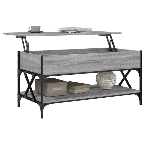 vidaXL Mesa de centro madera ingenier&iacute;a metal gris Sonoma 100x50x50 cm
