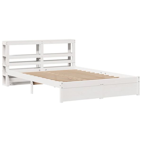 vidaXL Estructura de cama con cabecero madera de pino blanco 150x200cm