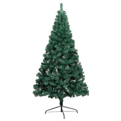 vidaXL Medio árbol de Navidad con luces y bolas verde 240 cm