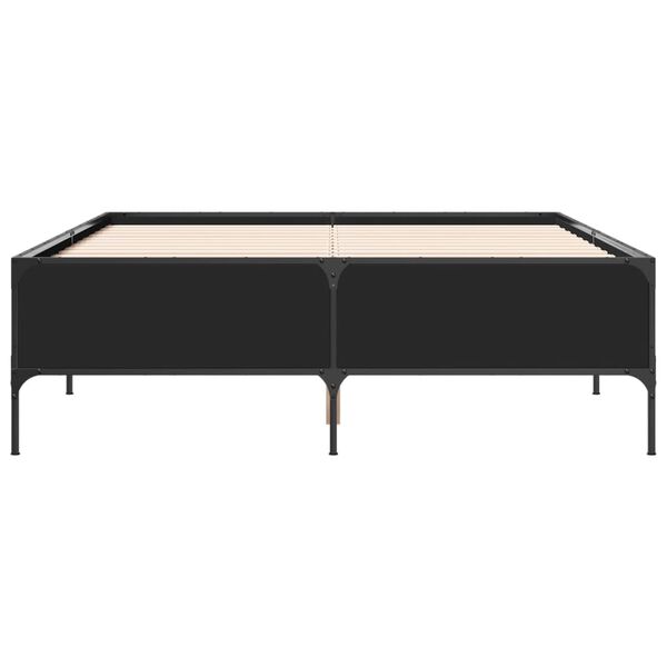 vidaXL Estructura de cama madera de ingeniería y metal negro 120x200cm