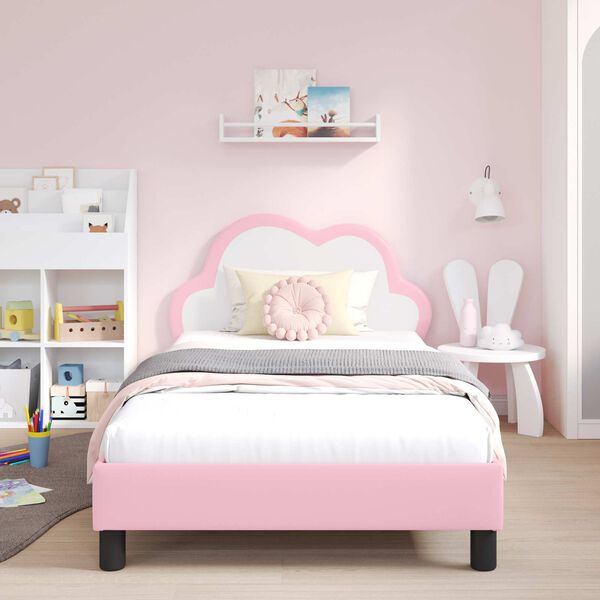 vidaXL Estructura de cama con cabecera Rosa 90 x 190 cm PU