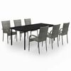 vidaXL Juego de comedor para jard&iacute;n 7 piezas gris y negro