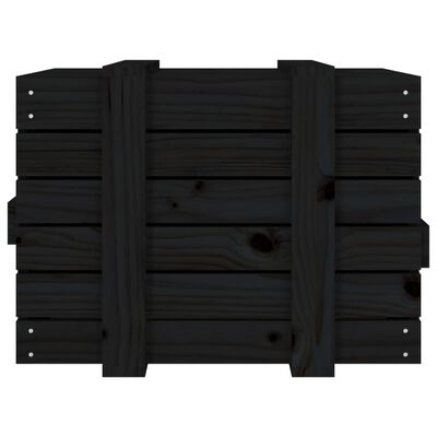 vidaXL Caja de almacenaje madera maciza de pino negra 58x40,5x42 cm