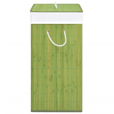 vidaXL Cesto de la ropa sucia de bambú 2 secciones verde 100 l