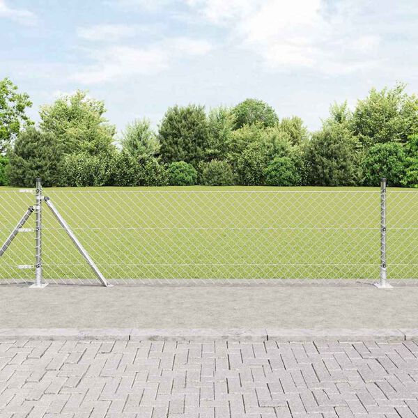 vidaXL Poste de Valla Plateado 10 x 0,4 m (malla de 40 x 40 mm) Acero