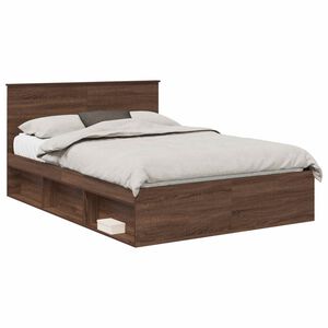 vidaXL Estructura de cama con cabecera Roble Marr&oacute;n 140 x 200 cm