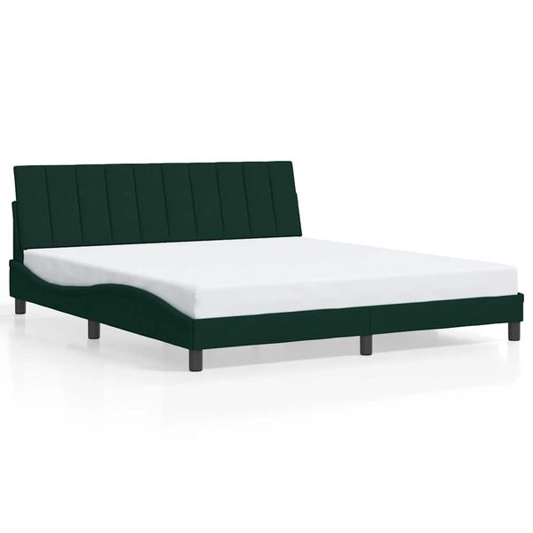vidaXL Estructura de cama sin colch&oacute;n Hanko terciopelo verde oscuro 180x200 cm