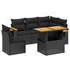 vidaXL Set de sof&aacute;s de jard&iacute;n 6 piezas y cojines rat&aacute;n sint&eacute;tico negro