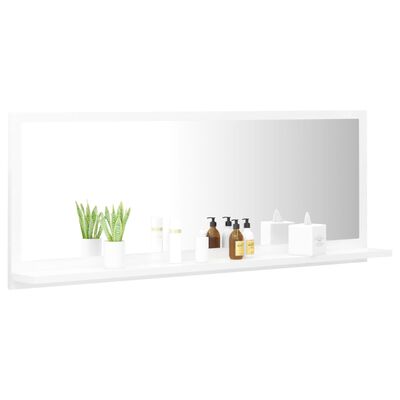 vidaXL Espejo de baño contrachapada blanco brillo 100x10,5x37 cm
