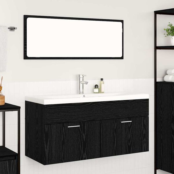 vidaXL Mueble de Cuarto de Ba&ntilde;o Roble Negro 100 x 38,5 x 46 cm