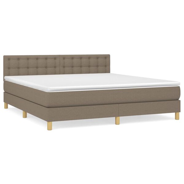 vidaXL Cama box spring con colch&oacute;n tela gris taupe 180x200 cm