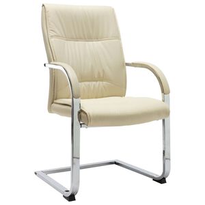vidaXL Silla de oficina voladiza de cuero sint&eacute;tico crema