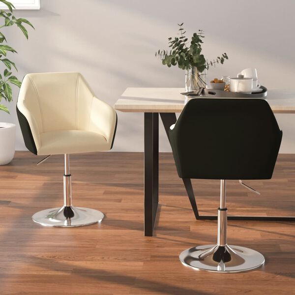 vidaXL Sillas de comedor 2 uds cuero sint&eacute;tico color crema y negro