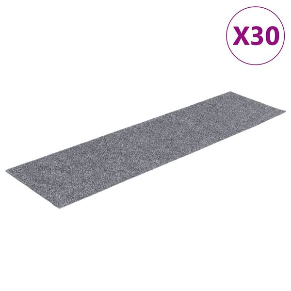 vidaXL Felpudos autoadhesivos para escaleras, 30 unidades, 76 x 20 cm, gris claro, rectangulares