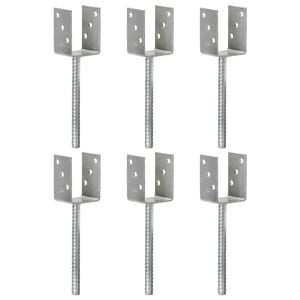 vidaXL Anclajes de valla 6 uds acero galvanizado plateado 7x6x30 cm