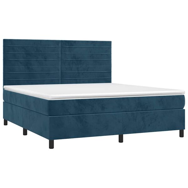 vidaXL Cama box spring con colch&oacute;n terciopelo azul oscuro 180x200 cm