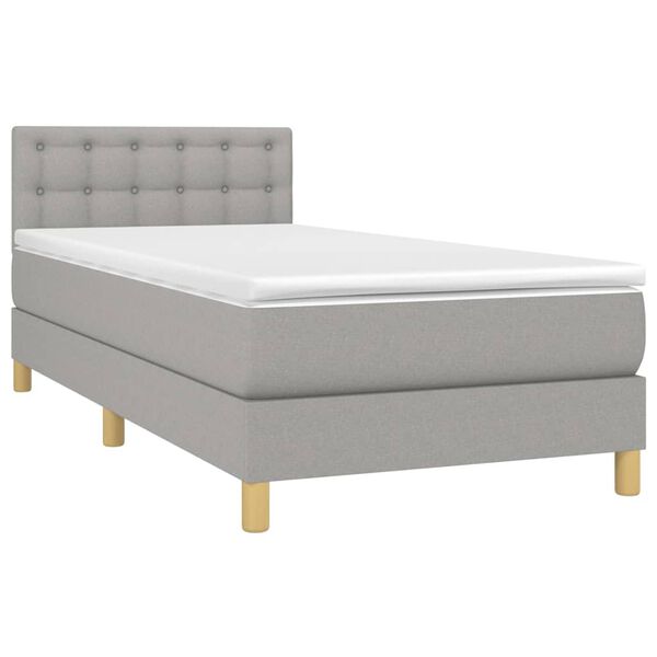 vidaXL Cama box spring con colch&oacute;n tela y LED gris claro 80x200 cm