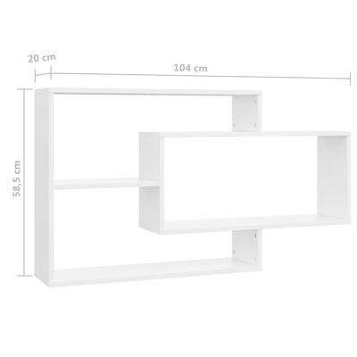 vidaXL Estantes de pared de madera contrachapada blanco 104x20x58,5 cm