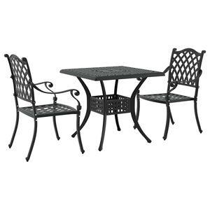 vidaXL Conjunto de mesa de jard&iacute;n 3 pcs Negro Aluminio fundido