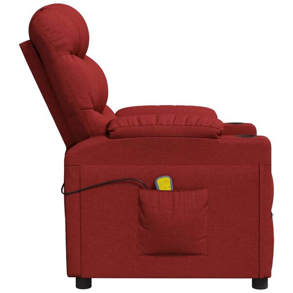 vidaXL Sillón de masaje eléctrico tela rojo tinto