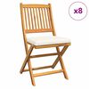 vidaXL Silla Plegable 8 uds. Blanco Madera maciza de Acacia