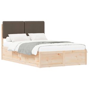 vidaXL Estructura de Cama con Cabecera Tapizada Taup&eacute; 120 x 200 cm