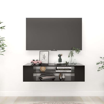 vidaXL Mueble de TV colgante aglomerado negro 100x30x26,5 cm