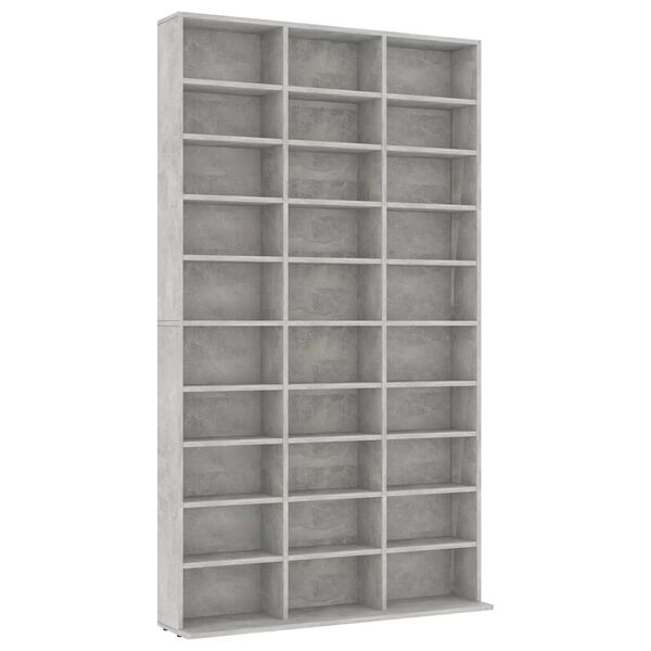 vidaXL Armario para CDs madera contrachapada gris 102x16x177,5 cm