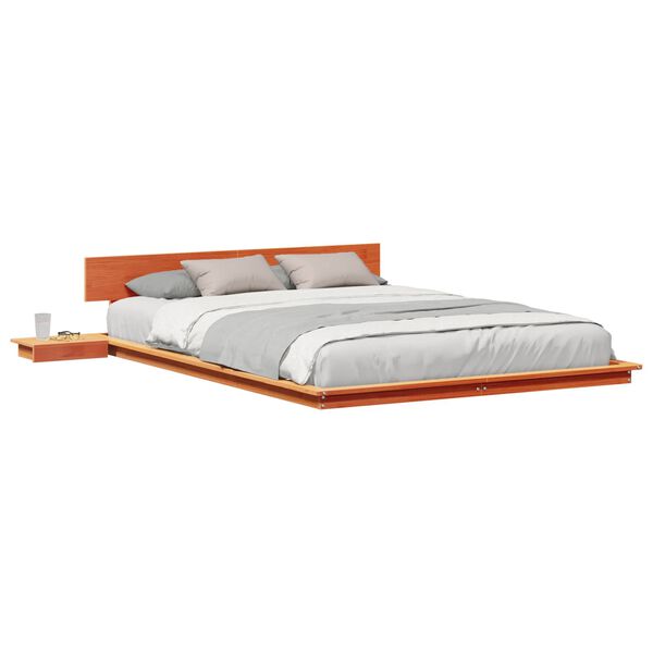 vidaXL Estructura de cama con cabecera Marr&oacute;n 140 x 200 cm Madera