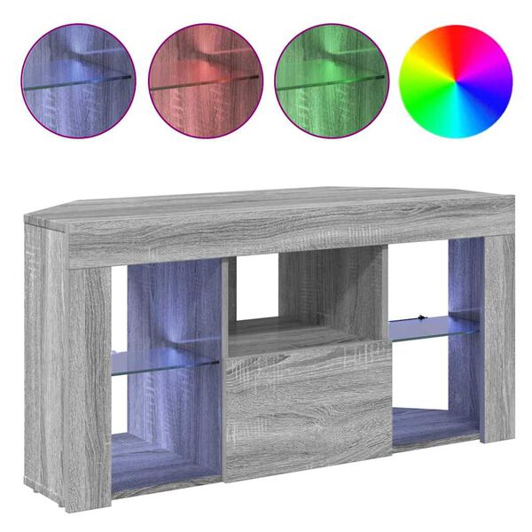 vidaXL Armario LED para TV de Esquina Gris Sonoma 106 x 40 x 50 cm