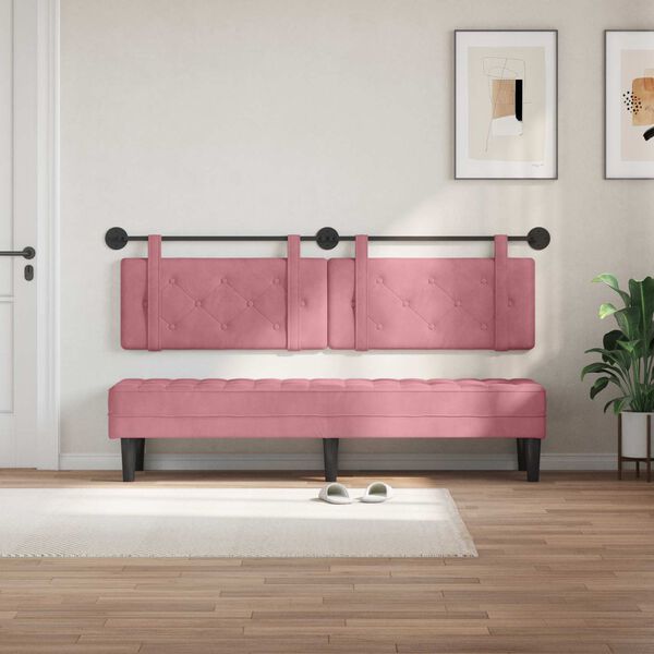 vidaXL Cabecera Colgante Rosa 190 x 55 x 5 cm Terciopelo