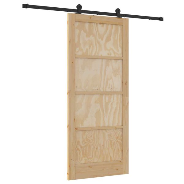 vidaXL Puerta Corredera Natural y negro 86 x 198,5 cm
