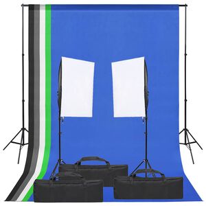 vidaXL Kit de estudio fotogr&aacute;fico con set de luces y fondo