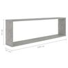 vidaXL Estante cubo pared 6uds contrachapado gris hormig&oacute;n 100x15x30cm