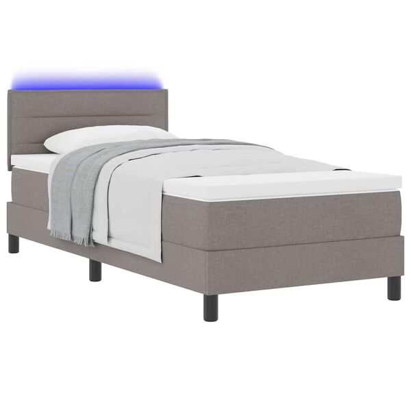 vidaXL Cama tipo Box Spring con colch&oacute;n con LED Taup&eacute; 90 x 190 cm tela