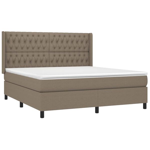 vidaXL Cama box spring con colch&oacute;n tela gris taupe 180x200 cm