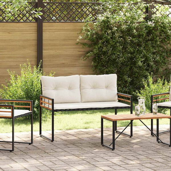 vidaXL Banco de Capa de Madera con cojín Liso Crema 114 x 55 x 77 cm