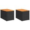 vidaXL Mesas auxiliares de jard&iacute;n 2 uds rat&aacute;n madera negro 55x34x37cm