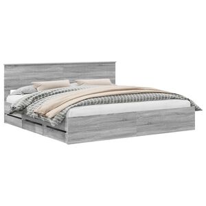 vidaXL Estructura de cama Gris Sonoma 200 x 200 cm Madera Ingenieril