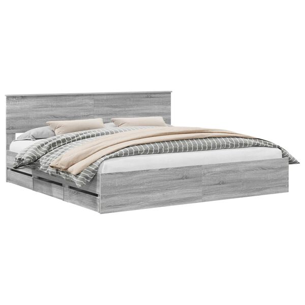 vidaXL Estructura de cama Gris Sonoma 200 x 200 cm Madera Ingenieril