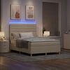 vidaXL Cama Box Spring LED con colch&oacute;n Crema 140 x 190 cm tela