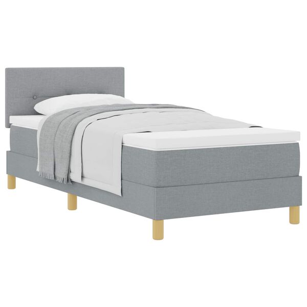vidaXL Cama tipo Box Spring con colch&oacute;n Gris Claro 90 x 190 cm tela