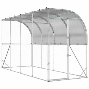 vidaXL Gallinero Contra Pared Plateado 600 x 150 x 215 cm