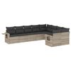 vidaXL Set muebles jard&iacute;n 9 pzas y cojines rat&aacute;n sint&eacute;tico gris claro
