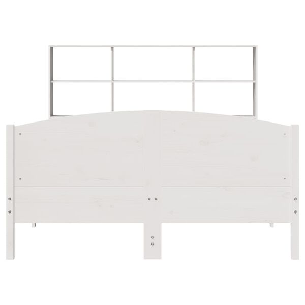 vidaXL Cama con estanter&iacute;a sin colch&oacute;n madera maciza blanca 140x190 cm