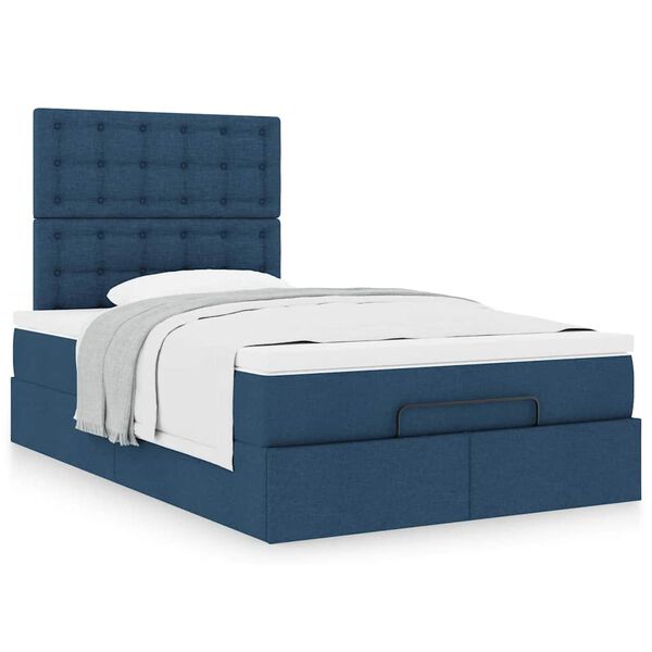 vidaXL Estructura de cama otomana colch&oacute;n tela azul 120x190 cm