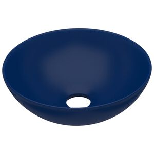 vidaXL Lavabo de cuarto de ba&ntilde;o redondo de cer&aacute;mica azul oscuro