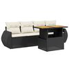 vidaXL Set de muebles de jard&iacute;n 5 pzas y cojines rat&aacute;n sint&eacute;tico negro