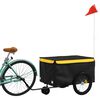 vidaXL Remolque para bicicleta hierro negro y amarillo 30 kg